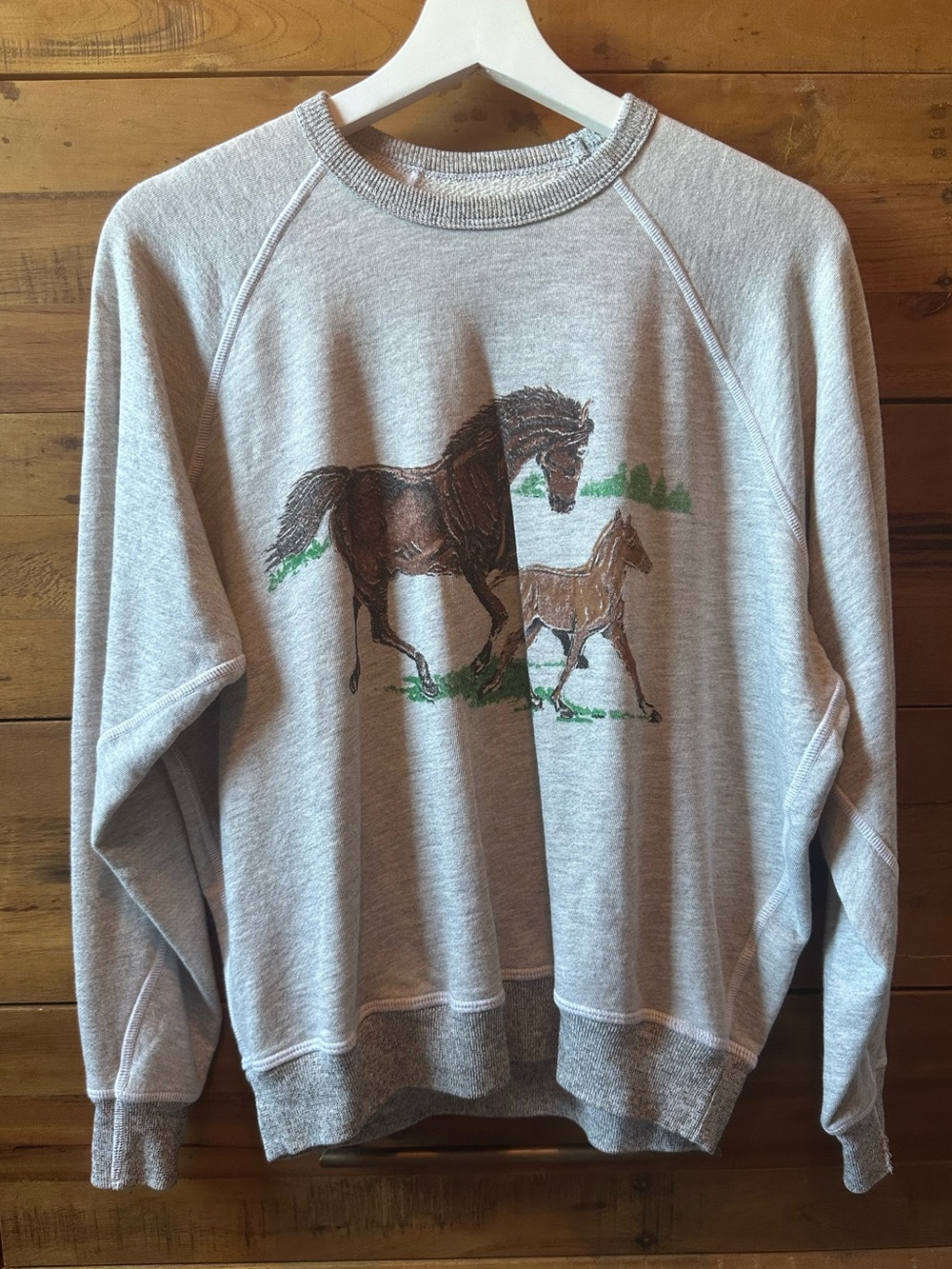 THE GREAT. The College Graphic Sweatshirt in Running Horses - Picture 5 of 9